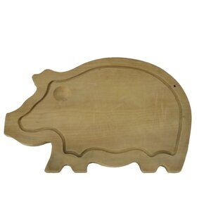 Pig-Shaped Vintage Wooden Cutting Board 12" Farmhouse Country Kitchen Folk Art